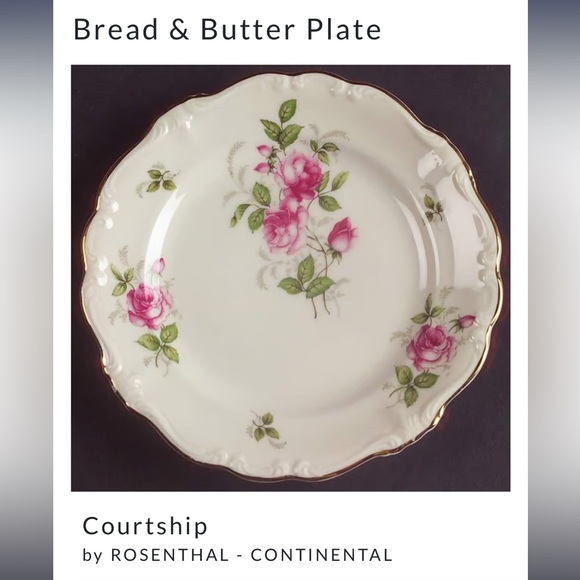 Rosenthal Courtship Bread & Butter Plate 6 3/8” pompadour - Picture 2 of 9
